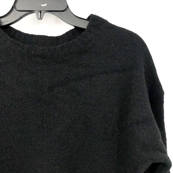 EVERLANE Women's The Teddy Wool Blend Crew Neck Sweater Large Black Cropped NWT - Picture 4 of 9